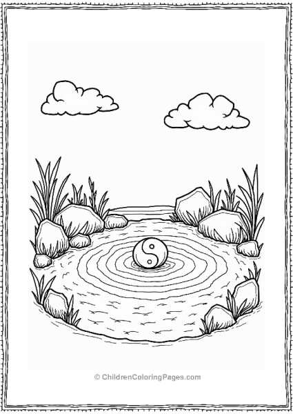 Yin Yang Zen Garden Scene Free PDF Printable