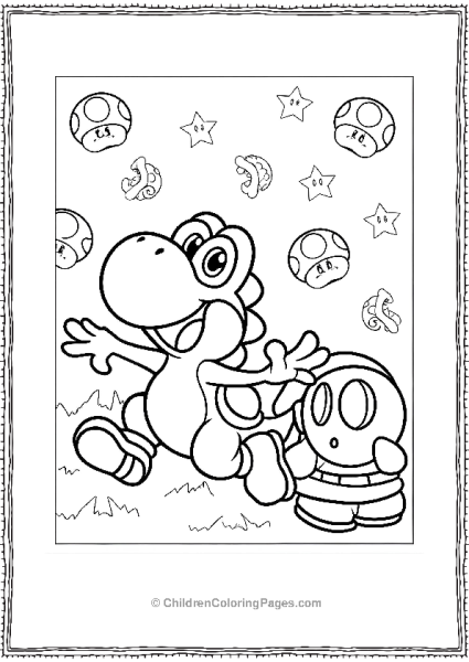 Yoshi And A Koopa Troopa With Shy Fellow Free PDF Printable