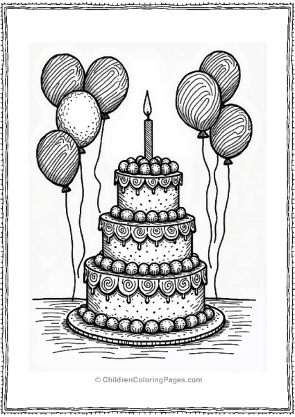 Zentangle Birthday Cake Illustration Free PDF Printable