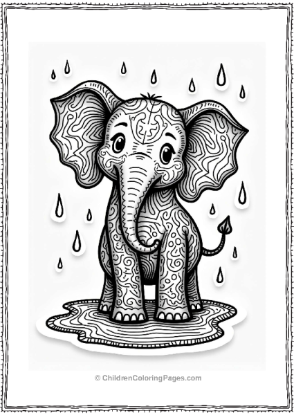 Zentangle Elephant In A Puddle Free PDF Printable