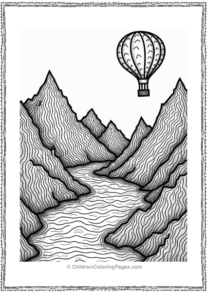 Zentangle Landscape With Hot Air Balloon Free PDF Printable