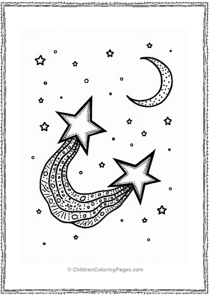 Zentangle Playful Shooting Stars In A Minimalist Night Sky Free PDF Printable