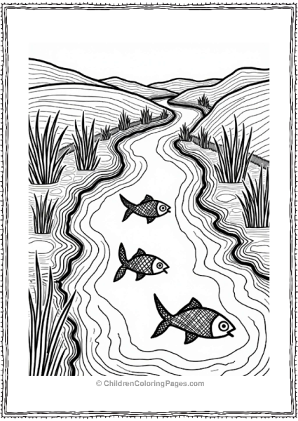 Zentangle River With Fish Free PDF Printable