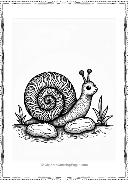 Zentangle Snail Among Stones And Plants Free PDF Printable
