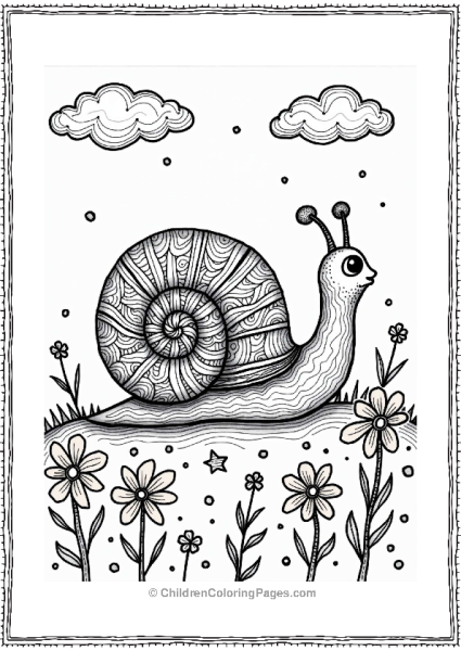 Zentangle Snail On A Starry Path Free PDF Printable