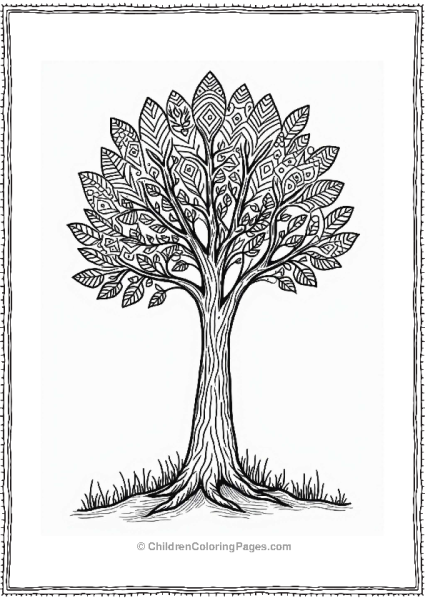 Zentangle Tree With Intricate Leaves Free PDF Printable