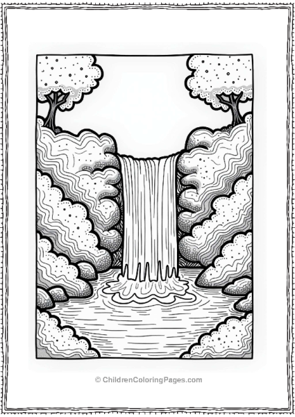 Zentangle Waterfall With Patterns Free PDF Printable
