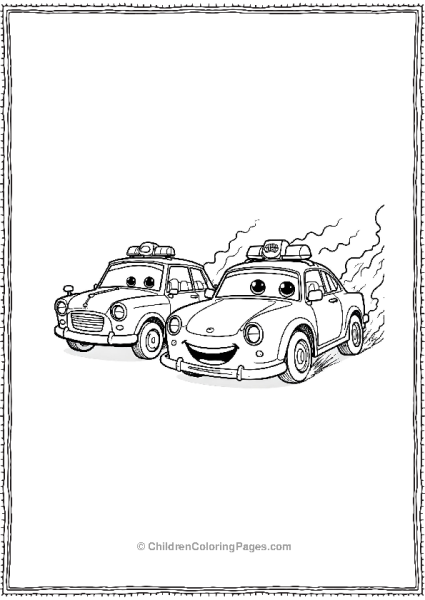 Zoomed Side View Of Two Police Car Free PDF Printable