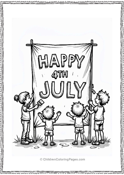 4th Of July Banner Painting Free PDF Printable