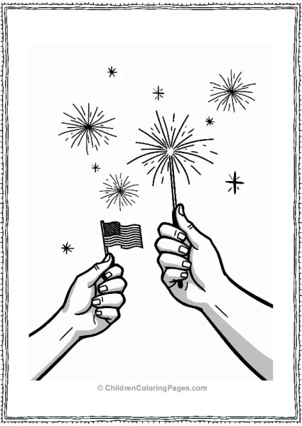 4th Of July Celebration With Sparkler And Flag Free PDF Printable