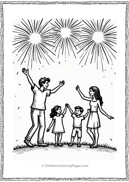 4th Of July Family Dancing Under Fireworks Free PDF Printable