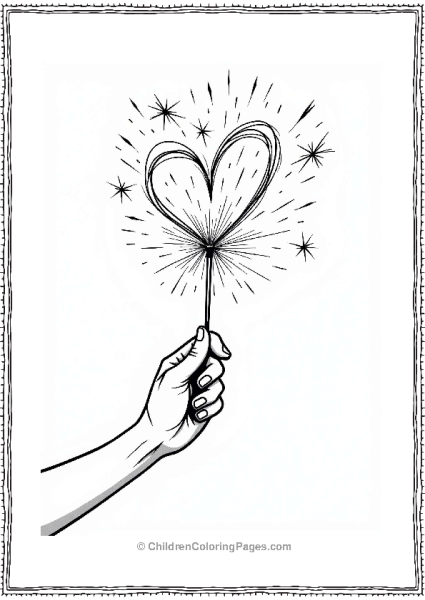 4th Of July Sparkler Heart Illustration Free PDF Printable