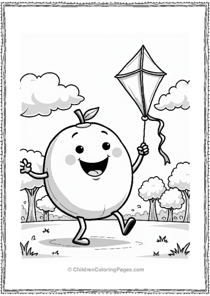 Adventurous Orange Character Flying A Kite Free PDF Printable