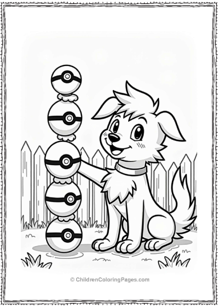 Boy And Dog Stacking Pokeballs Free PDF Printable