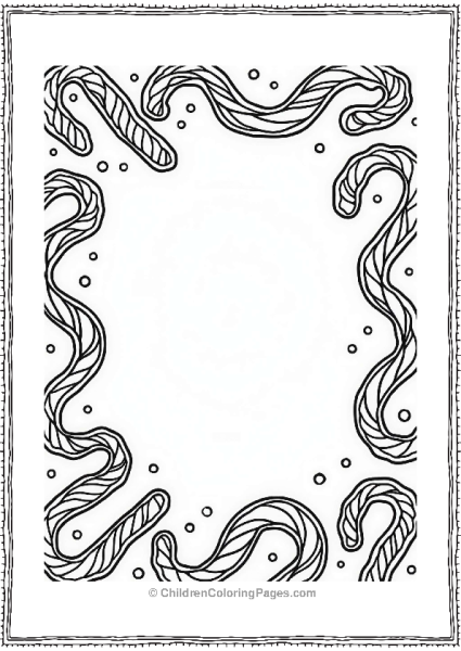 Candy Cane Frame For Holiday Coloring Pattern Free PDF Printable