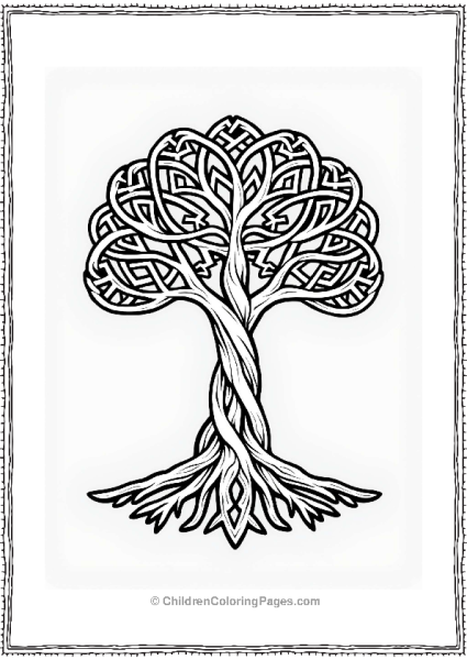 Celtic Tree Of Life Coloring Pattern Free PDF Printable