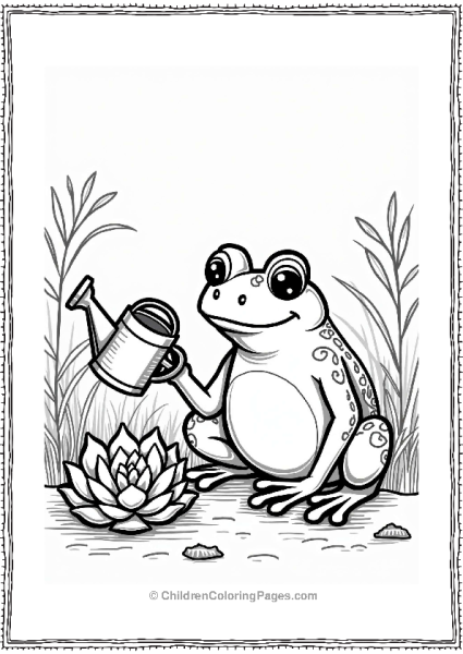 Cheerful Frog Watering Succulent Free PDF Printable