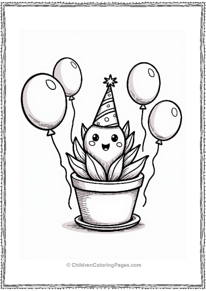 Cheerful Succulent In A Party Hat Free PDF Printable