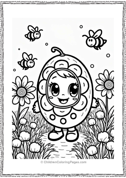 Cheerful Tamagotchi In A Flower Costume Free PDF Printable
