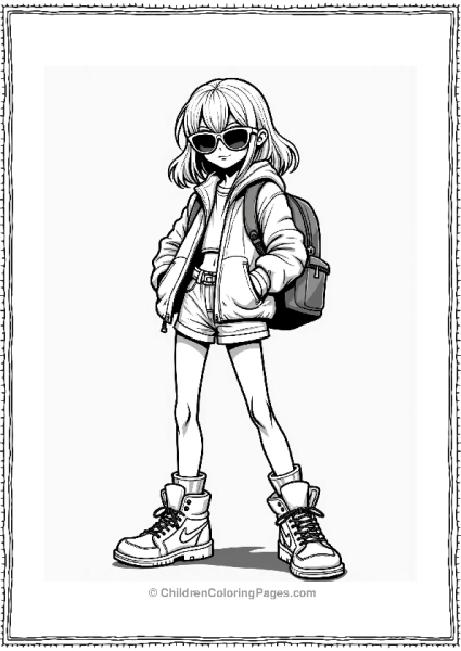 Chic Manga Girl In Trendy Street Outfit Free PDF Printable