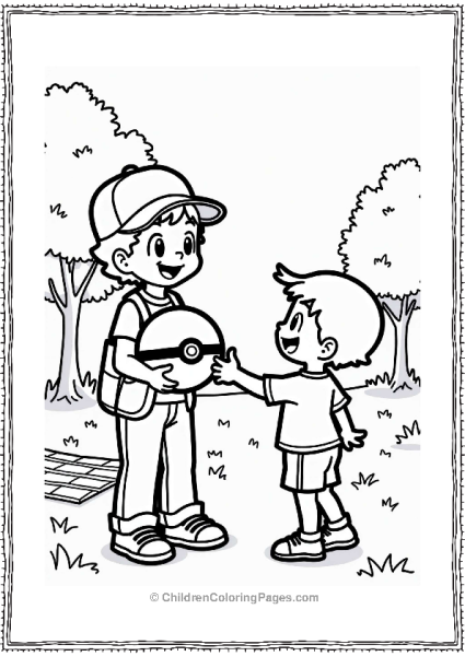 Child With Pokeball In The Park Free PDF Printable