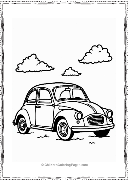 Classic Car Silhouette In Retro Clouds Pattern Free PDF Printable