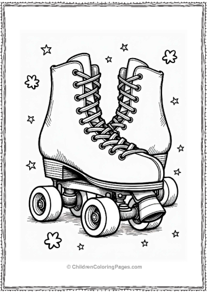 Classic Roller Skates With Star Shapes Pattern Free PDF Printable