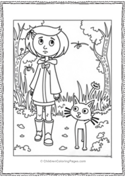 Coraline And Her Cat In A Spooky Forest Free PDF Printable