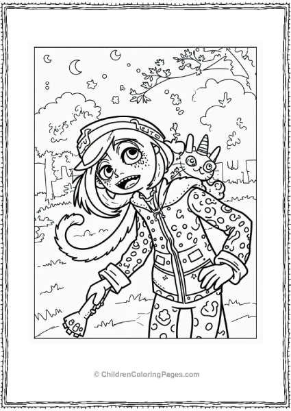Coraline With Her Cat Going For A Night Adventure Free PDF Printable