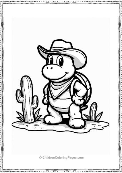 Cowboy Koopa Troopa In The Desert Free PDF Printable