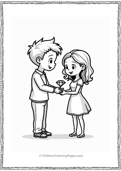 Cute Couple With Diamond Ring Free PDF Printable