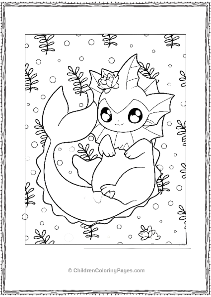 Cute Vaporeon With Flowers Free PDF Printable