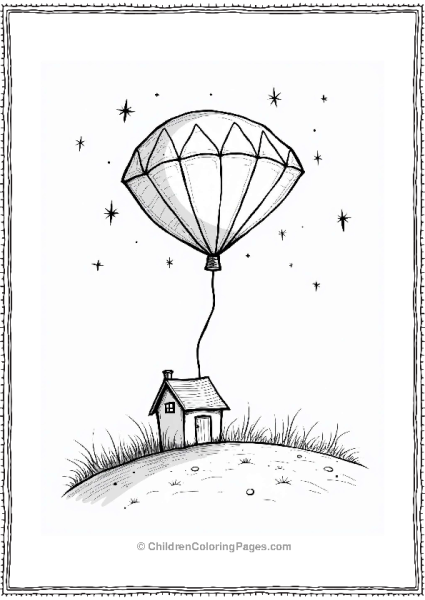 Diamond Balloon Above A House Free PDF Printable
