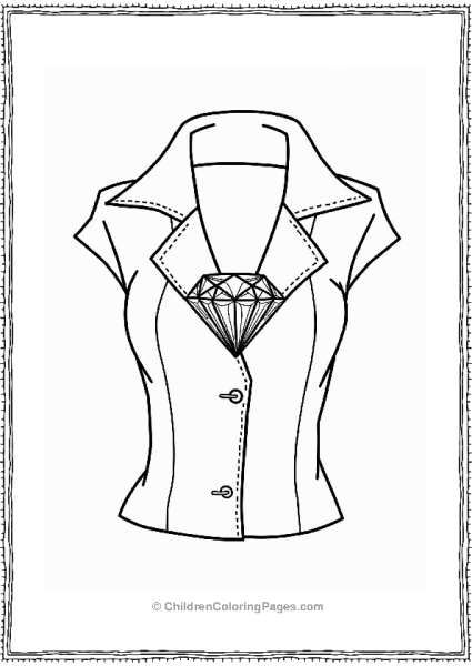 Diamond Brooch On Jacket Outline Free PDF Printable