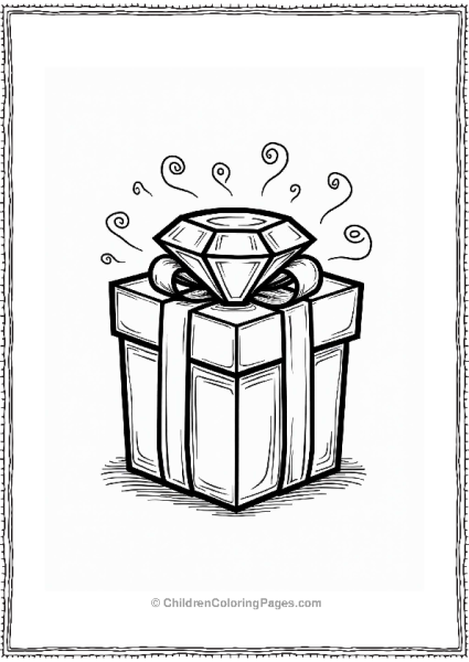 Diamond Gift Box With Bow Free PDF Printable