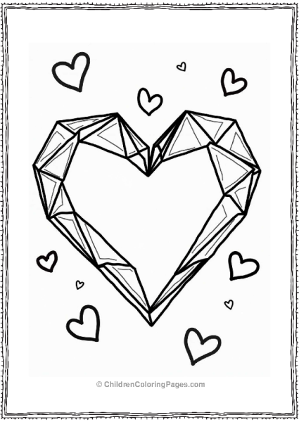 Diamond Heart With Surrounding Hearts Free PDF Printable