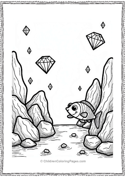 Diamonds Underwater With Happy Fish Free PDF Printable