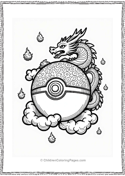 Dragon Embellished Pokeball Illustration Free PDF Printable