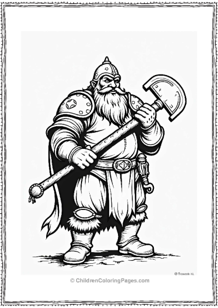 Dungeons And Dragons Brave Dwarf Warrior With Axe Free PDF Printable