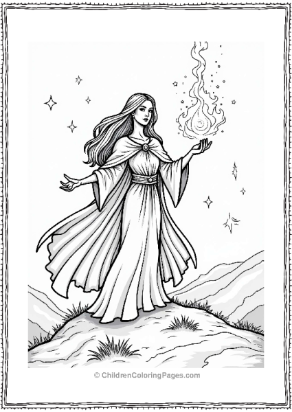 Dungeons And Dragons Brave Sorceress On A Hilltop Free PDF Printable