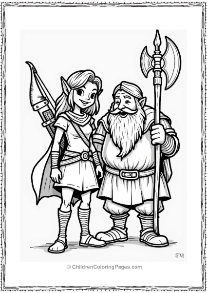 Dungeons And Dragons Characters Elf And Dwarf Preparing For A Quest Free PDF Printable
