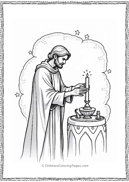Dungeons And Dragons Cleric Lighting A Candle At The Altar Free PDF Printable