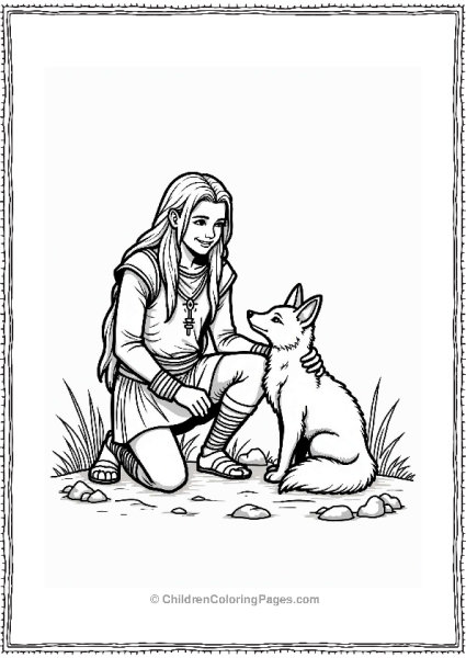 Dungeons And Dragons Druid And Fox Companion Coloring Page Free PDF Printable