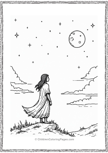 Dungeons And Dragons Druid Gazing At Stars On A Hill Free PDF Printable