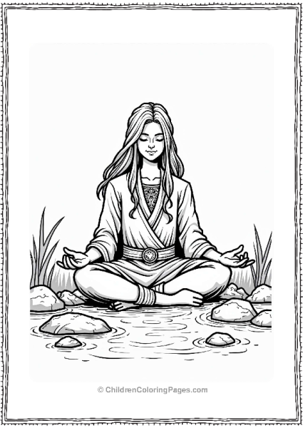 Dungeons And Dragons Druid Meditating By A Stream Free PDF Printable