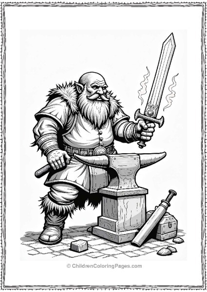 Dungeons And Dragons Dwarf Blacksmith Hammering A Sword Free PDF Printable