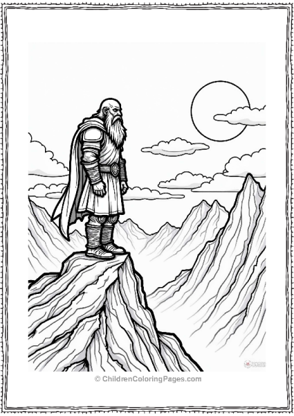 Dungeons And Dragons Dwarven Warrior On A Mountain Peak Free PDF Printable