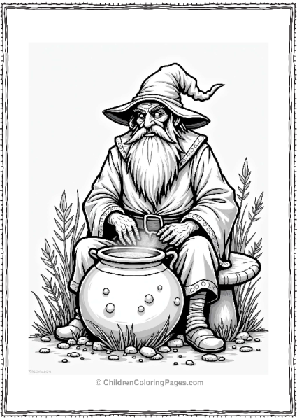 Dungeons And Dragons Elderly Wizard Brewing Potion On Mushroom Free PDF Printable