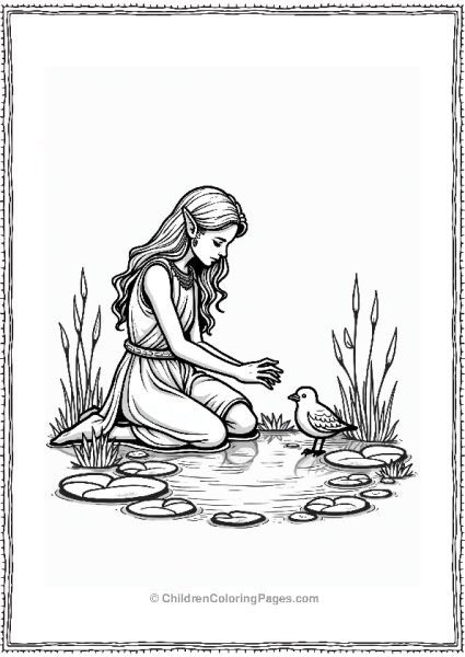 Dungeons And Dragons Elf Healer Tending A Wounded Bird Free PDF Printable