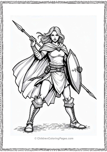 Dungeons And Dragons Fierce Female Warrior In Battle Stance Free PDF Printable